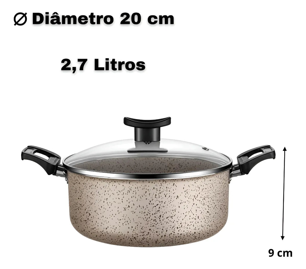 Set Completo 10 Piezas Antiadherente con Tapas de Vidrio
