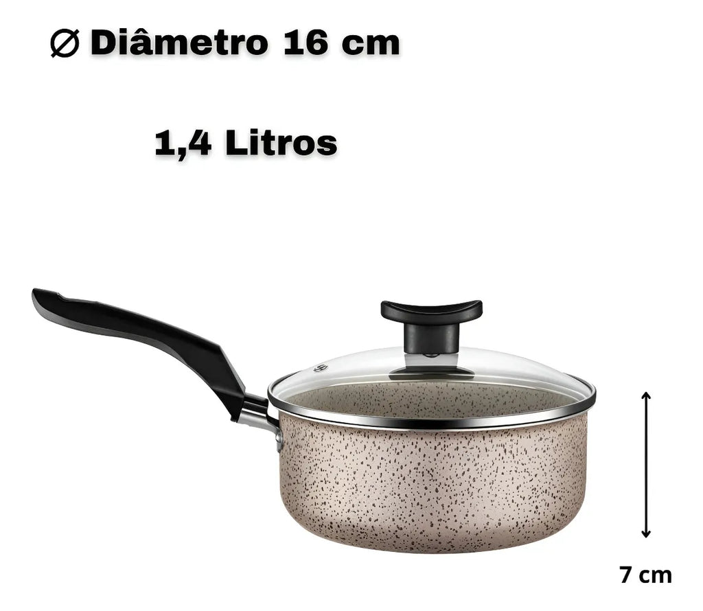 Set Completo 10 Piezas Antiadherente con Tapas de Vidrio