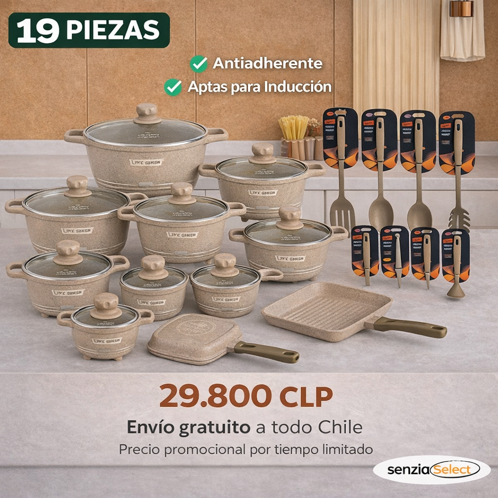 Batería Profesional 19 Piezas de Cerámica Antiadherentes