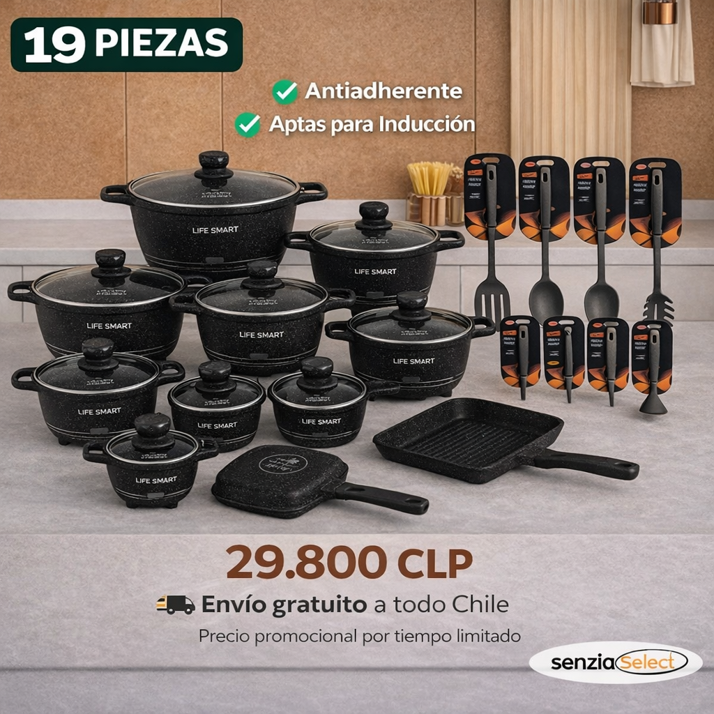 Batería Profesional 19 Piezas de Cerámica Antiadherentes