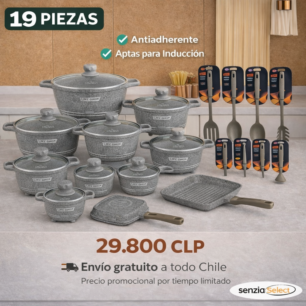 Batería Profesional 19 Piezas de Cerámica Antiadherentes